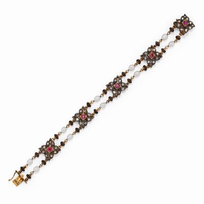 Bracciale con Diamanti, Rubini e Perle