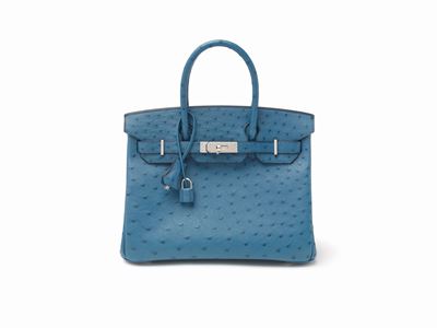 Birkin, Borsa 30 cm in pelle di struzzo blu cobalto del 2012