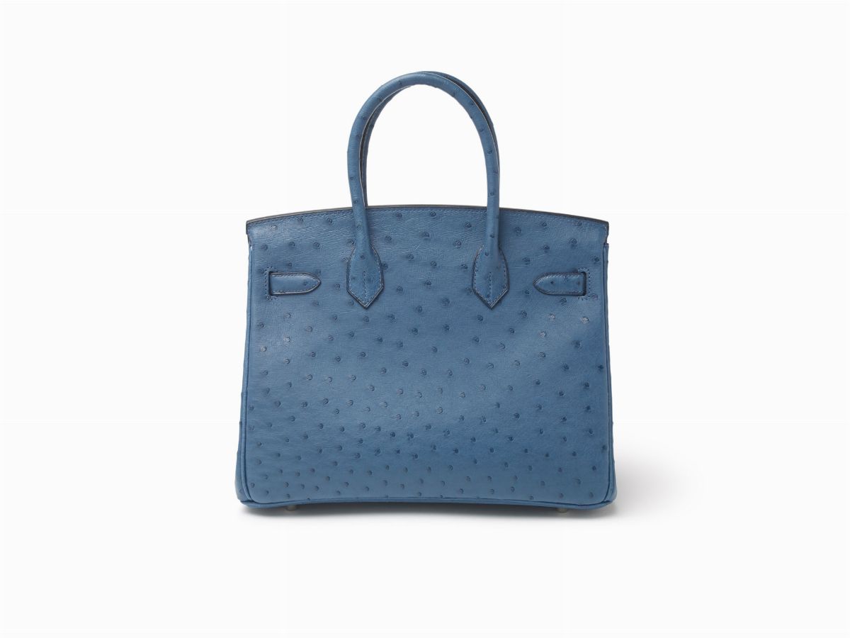 Hermès - Birkin, Borsa 30 cm in pelle di struzzo blu cobalto del 2012