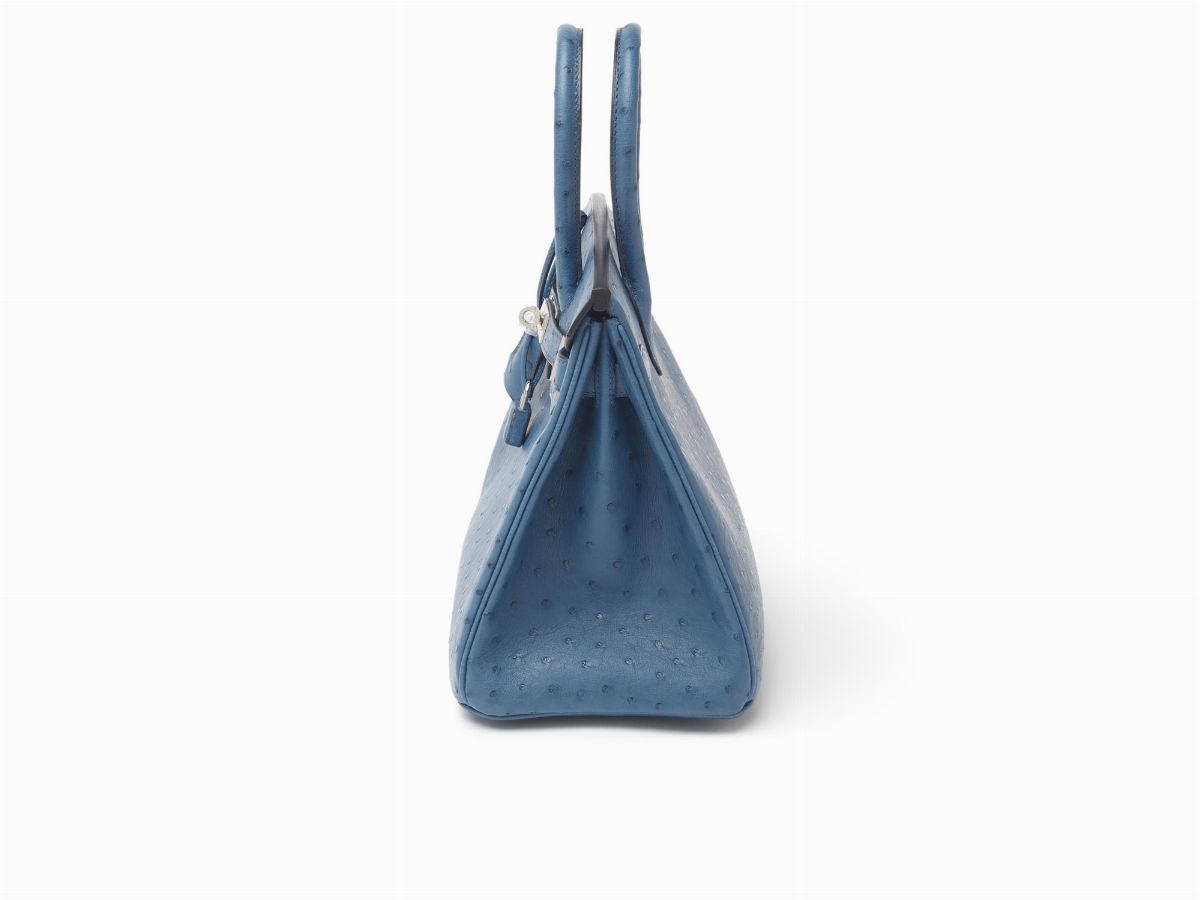 Hermès - Birkin, Borsa 30 cm in pelle di struzzo blu cobalto del 2012