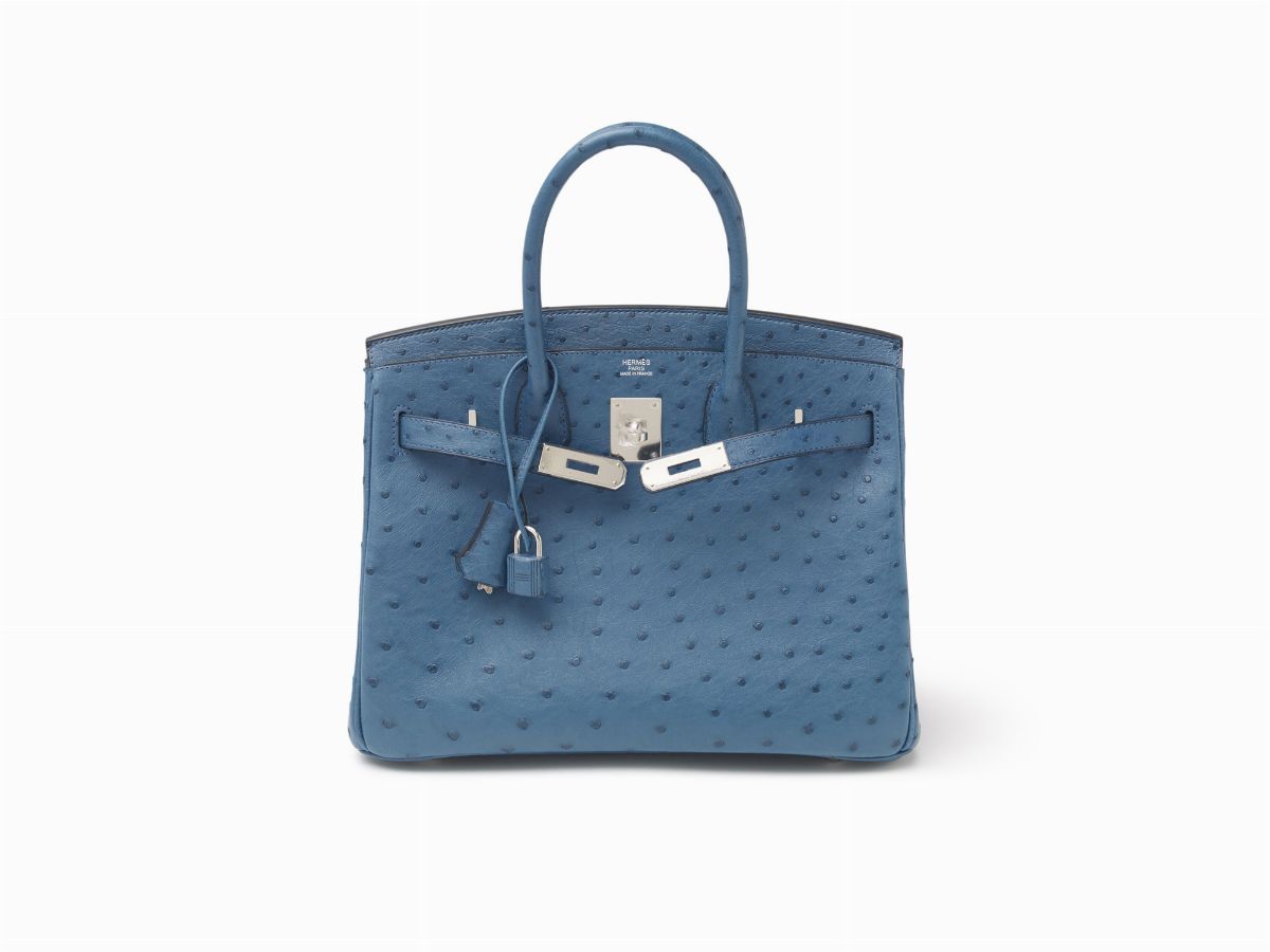 Hermès - Birkin, Borsa 30 cm in pelle di struzzo blu cobalto del 2012