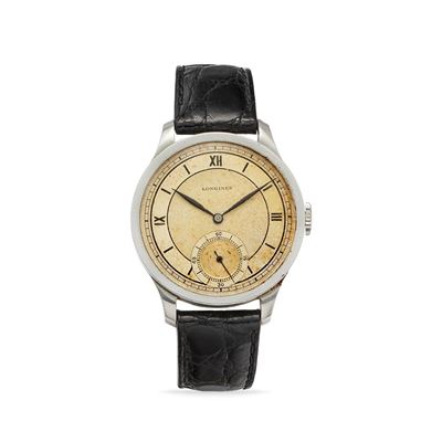 Orologio solotempo oversized, anni '40, acciaio, movimento a carica manuale