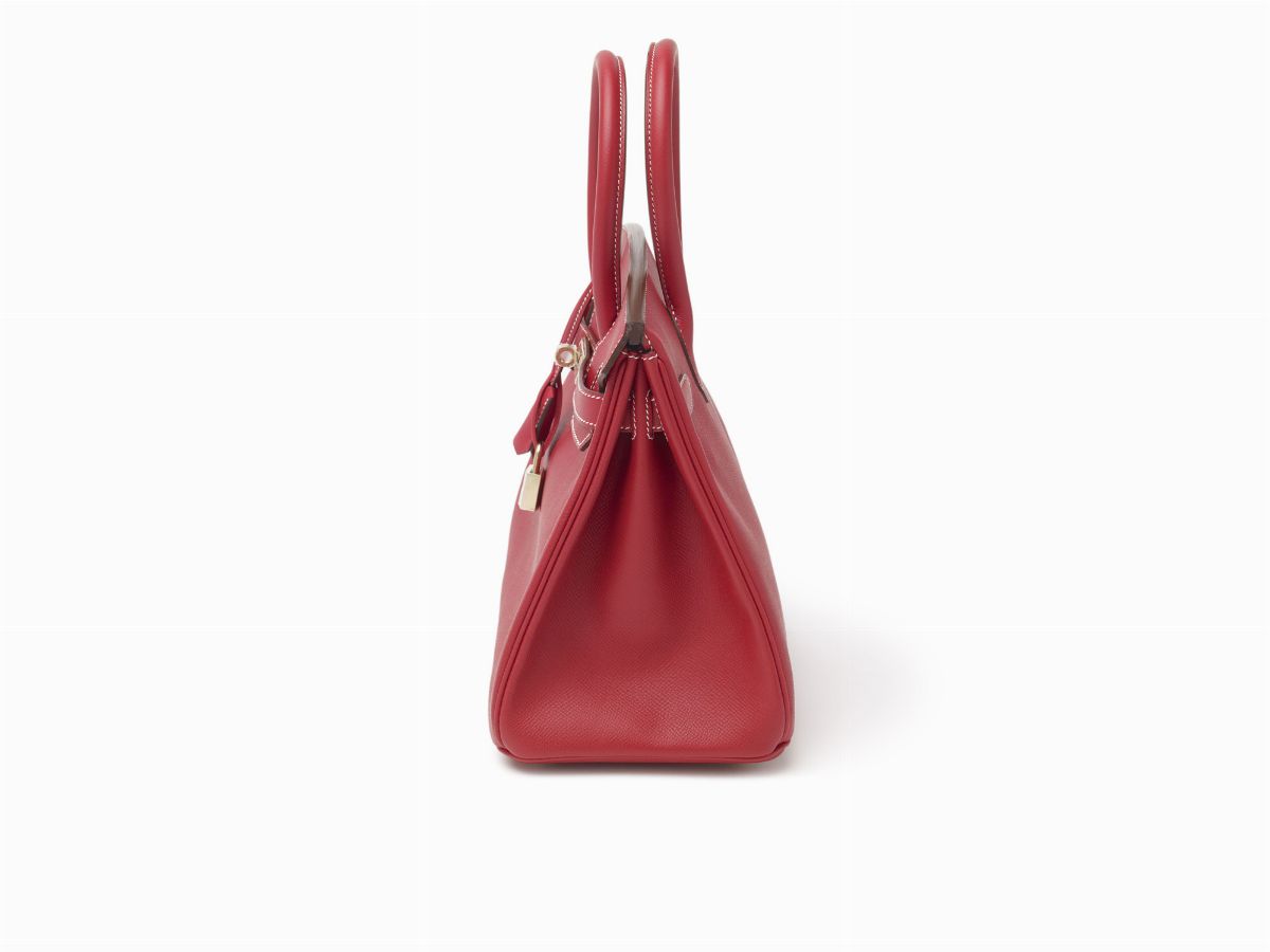 Hermès - Borsa Birkin, modello Candy 30 cm in pelle Epsom rossa con interno blu