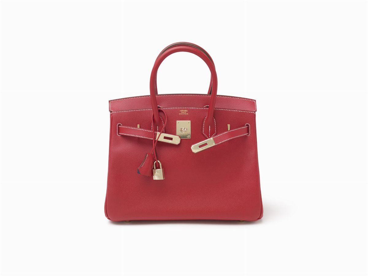 Hermès - Borsa Birkin, modello Candy 30 cm in pelle Epsom rossa con interno blu