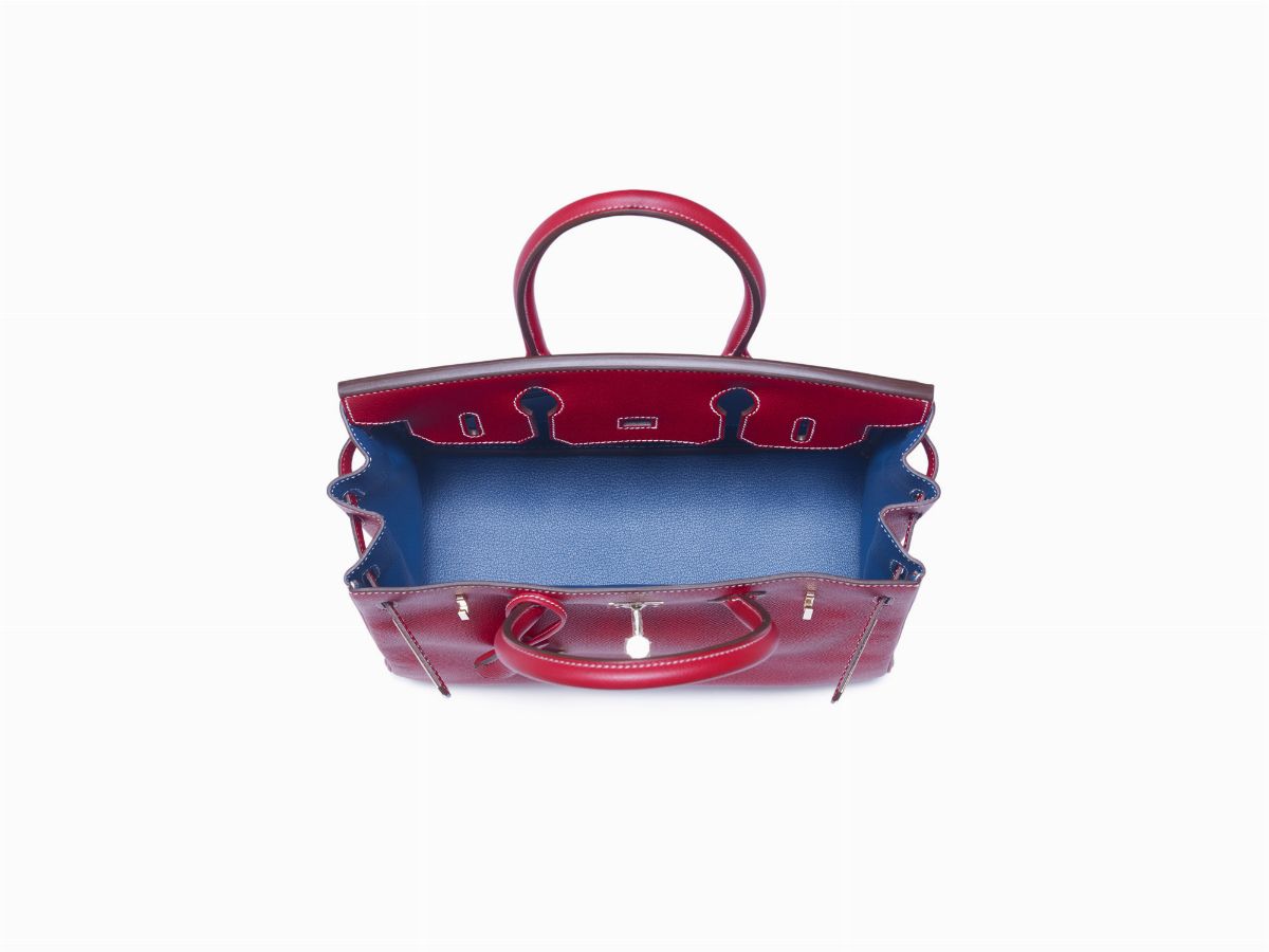 Hermès - Borsa Birkin, modello Candy 30 cm in pelle Epsom rossa con interno blu
