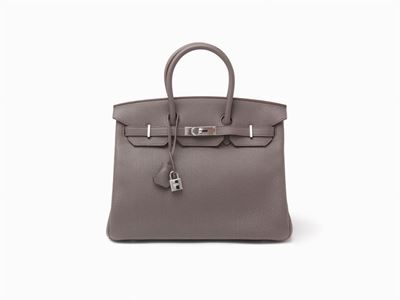 Borsa Birkin 35 cm, pelle Togo color stagno con dettagli in palladio