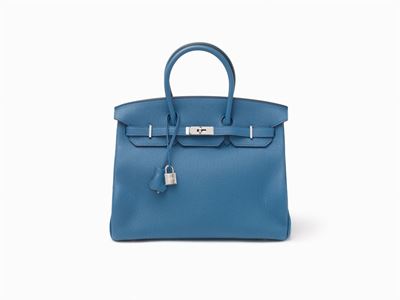 Borsa Birkin, 35 cm in pelle Togo blu cobalto con dettagli in palladio