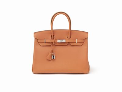 Borsa Birkin, 35 cm in pelle Togo arancione con dettagli in palladio