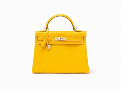 Borsa Kelly Retourne, pelle espom giallo oro, 32 cm, 2012