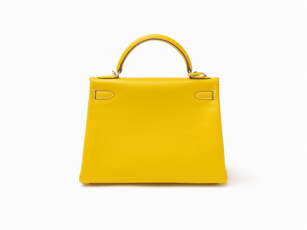 Hermès - Borsa Kelly Retourne, pelle espom giallo oro, 32 cm, 2012