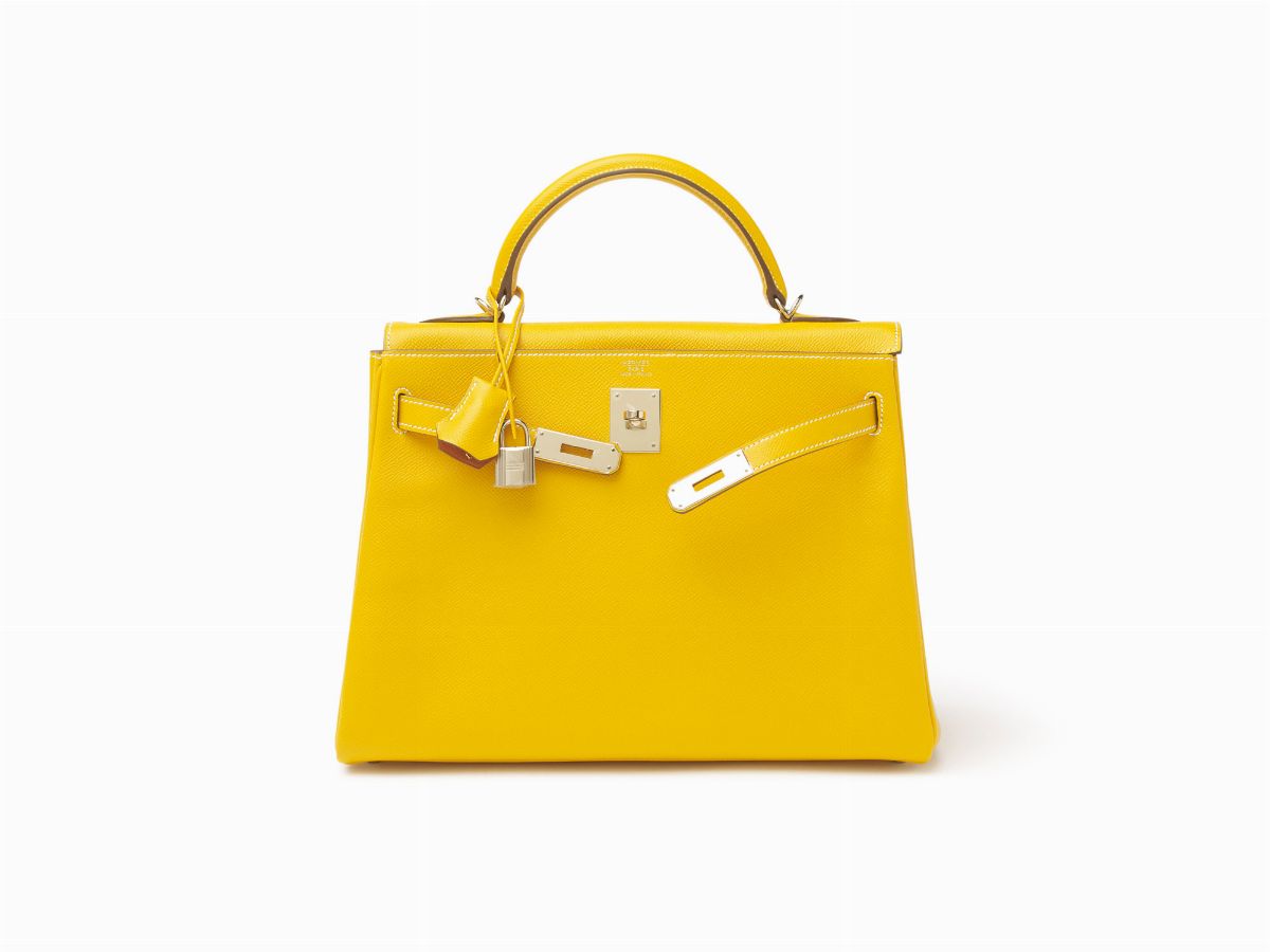 Hermès - Borsa Kelly Retourne, pelle espom giallo oro, 32 cm, 2012
