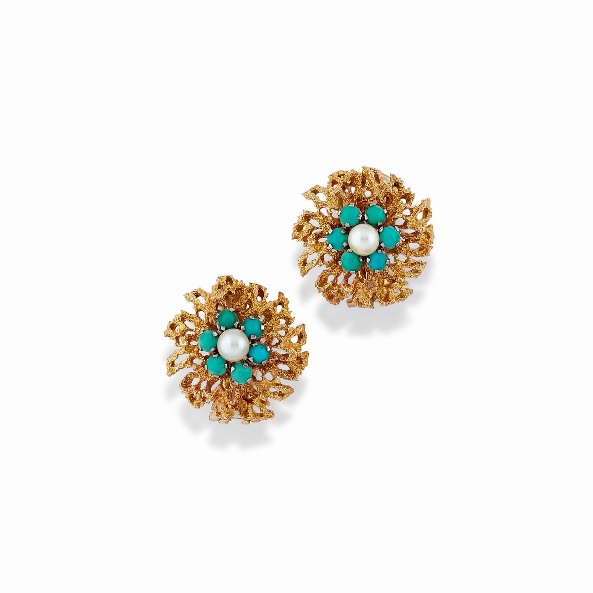 Demi-parure con Turchesi e Perle, 1960 Circa