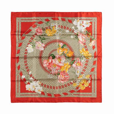 Foulard in seta con stampa floreale