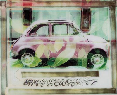 Fiat 500 Green Flower, Stampa lambda vintage