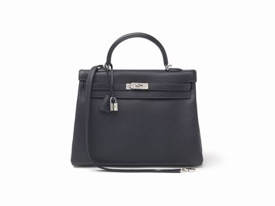 Borsa Kelly Retourne 35 cm, pelle taurillon clemence blu indigo, 2011