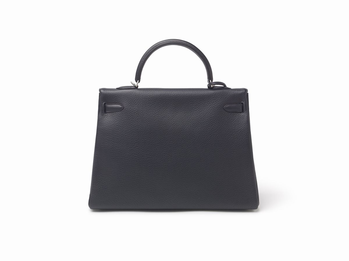 Hermès - Borsa Kelly Retourne 35 cm, pelle taurillon clemence blu indigo, 2011
