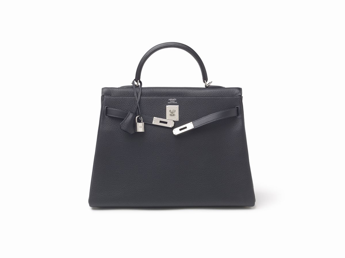 Hermès - Borsa Kelly Retourne 35 cm, pelle taurillon clemence blu indigo, 2011