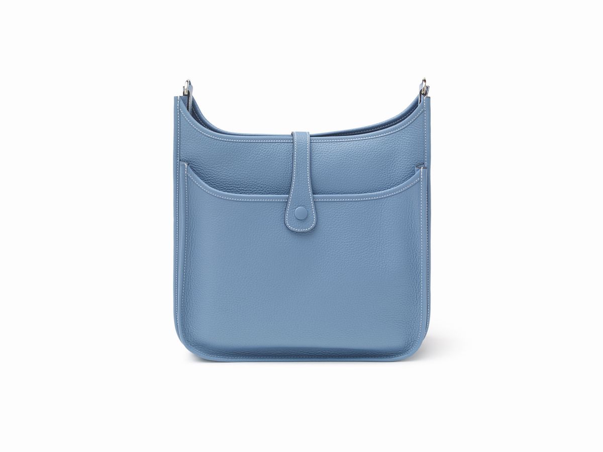 Hermès - Borsa Evelyn Poche GM, pelle taurillon clemence blue jean, 2011