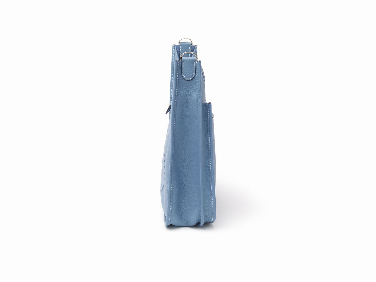 Hermès - Borsa Evelyn Poche GM, pelle taurillon clemence blue jean, 2011
