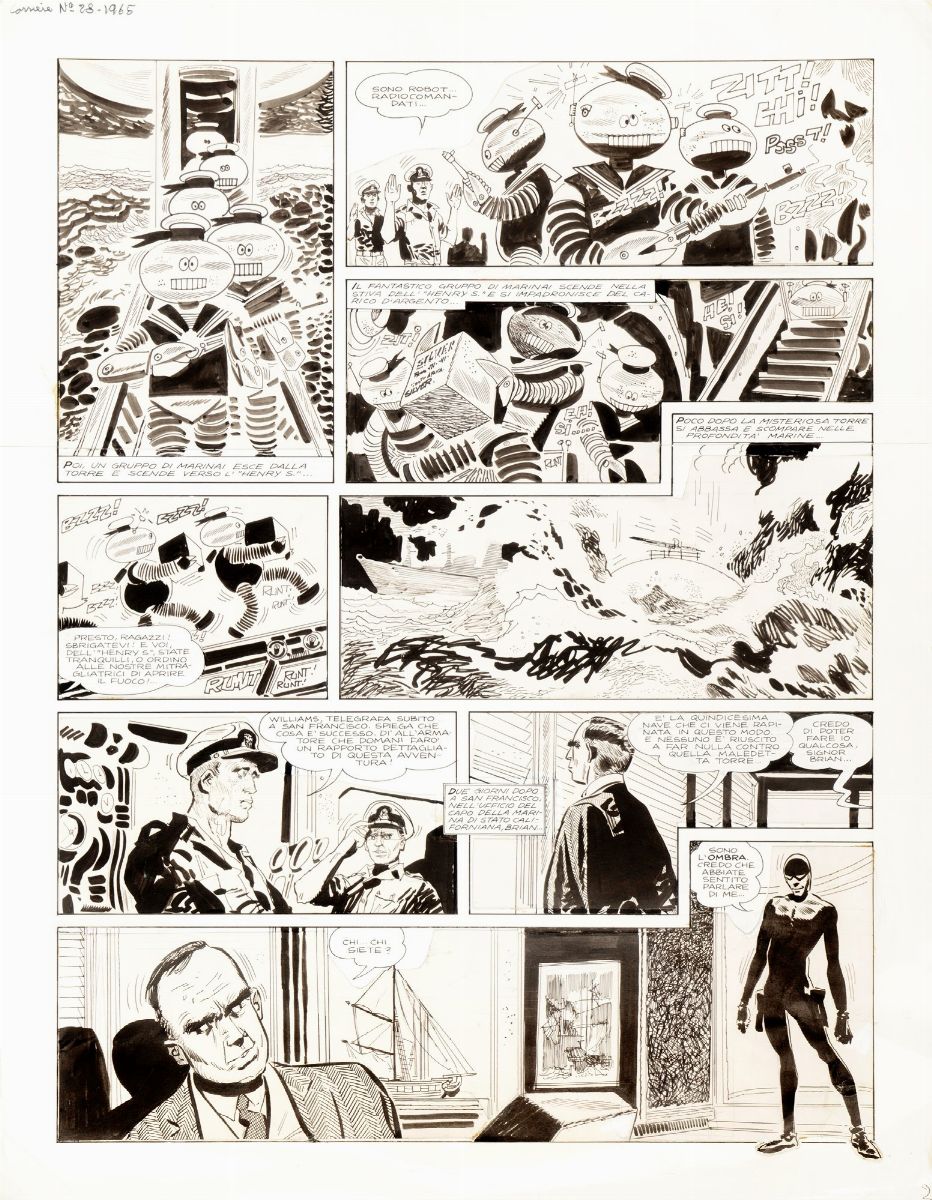 Hugo Pratt - L’Ombra, tavole originali in matita e china su cartoncino, 1964