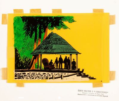 Pratt, Corto Maltese e 'I Cangaceiros', tempera su rodovetro