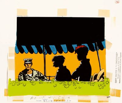 Hugo Pratt, Corto Maltese e 'I Cangaceiros', tempera su rodovetro