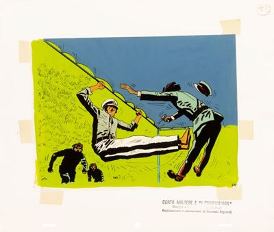 Hugo Pratt, Corto Maltese e 'I Cangaceiros', tempera su rodovetro