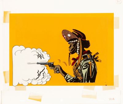 Hugo Pratt, Corto Maltese e "I Cangaceiros", tempera su rodovetro, 1972