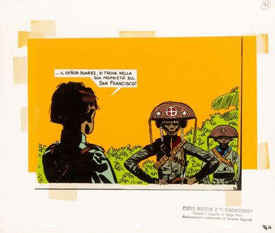 Hugo Pratt, Corto Maltese e 'I Cangaceiros', tempera su rodovetro