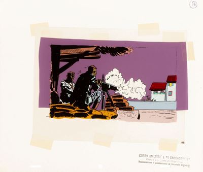 Pratt, Corto Maltese e 'I Cangaceiros', tempera su rodovetro