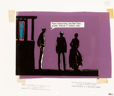 Hugo Pratt, Corto Maltese e 'I Cangaceiros', tempera su rodovetro