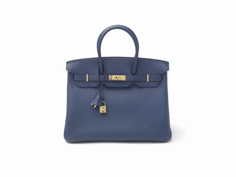 Hermes birkin 30cm real togo leather Navy blue, Luxury, Bags