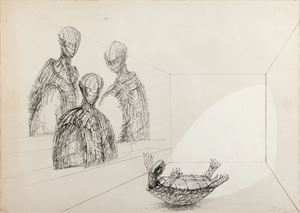Clerici Fabrizio - Three figures and an upside-down turtle