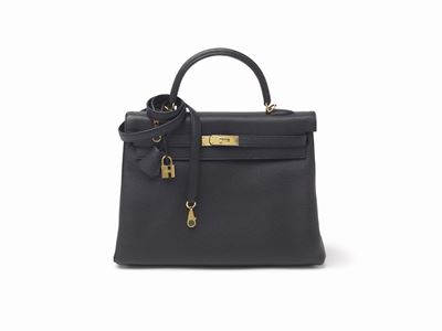 Borsa Kelly Retourne, pelle togo color nero, 35 cm