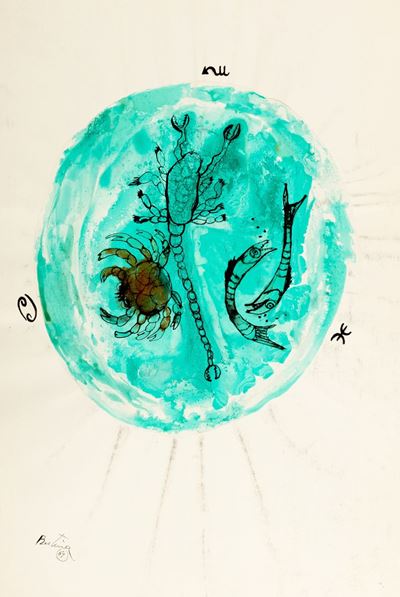 Segni d'acqua, tecnica mista su carta