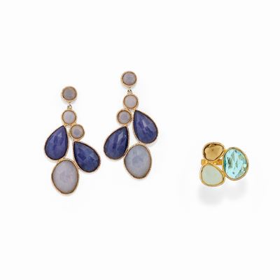 Orecchini e Anello con Pietre Colorate