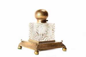 Crystal and brass inkwell, late 19th century - early 20th century