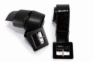 Leather and patent lot of two Belts
