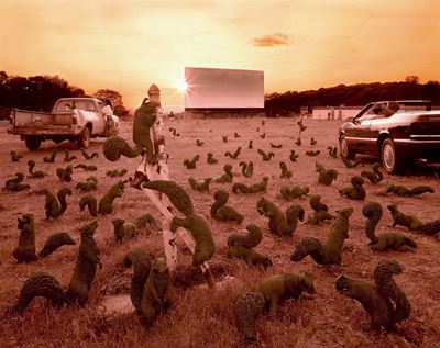 Squirrels at the Drive-in, Vintage C-print