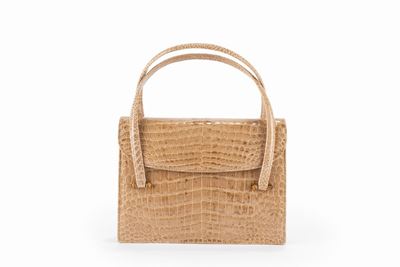 Borsa in pelle di coccodrillo color miele, anni '60