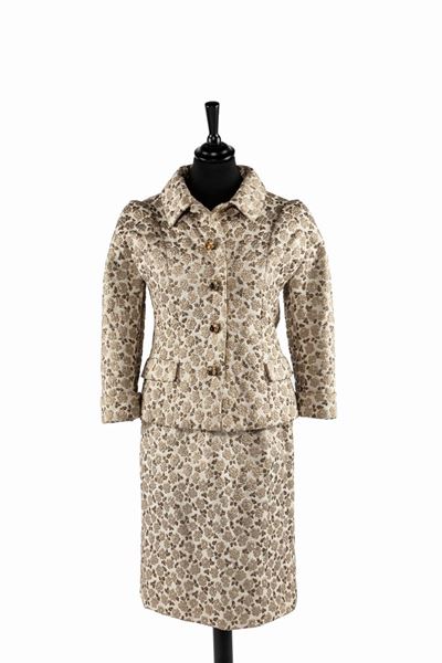 Tailleur da sera in jacquard ricamato