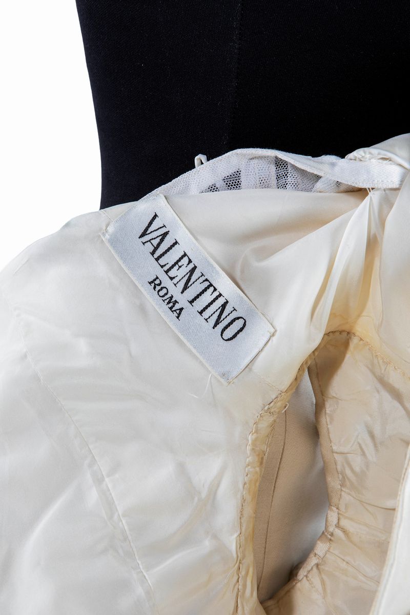 Valentino - Abito lungo da sera in chantung di seta color crema