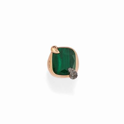 Anello con Malachite e Diamanti