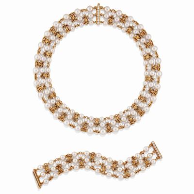 Demi Parure con Diamanti e Perle