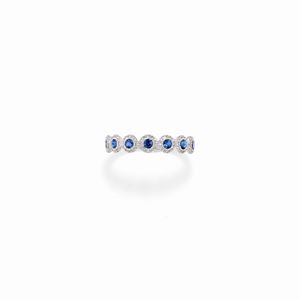A 18K white gold, sapphire and diamond ring