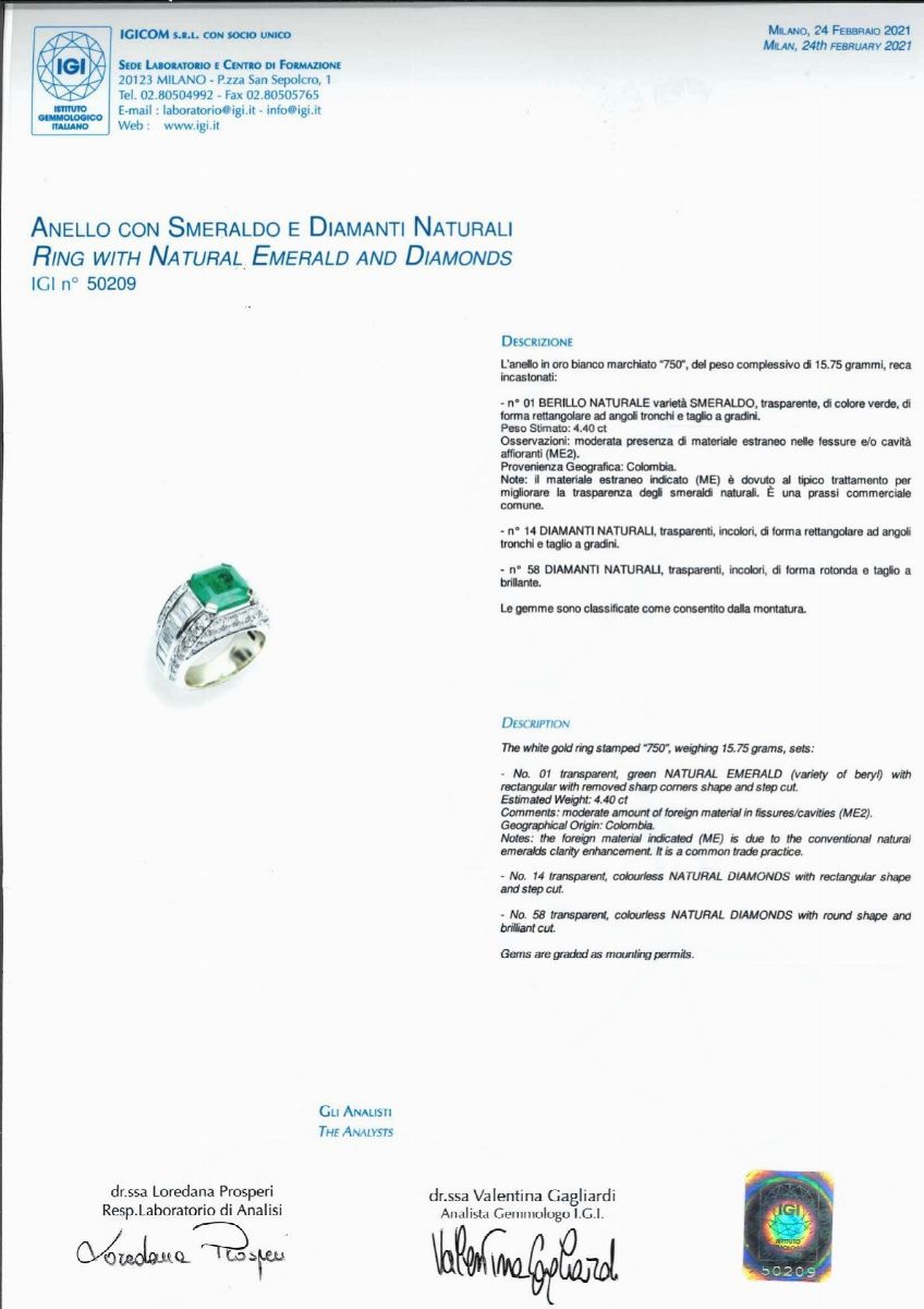 Anello con Smeraldo e Diamanti