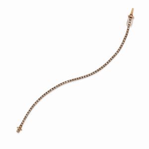 A 18K burnished gold, red gold and brown diamond tennis bracelet