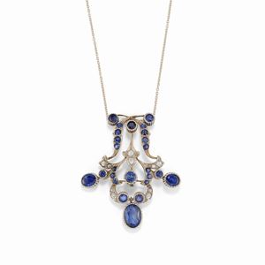  - A 18K gold and sapphire necklace