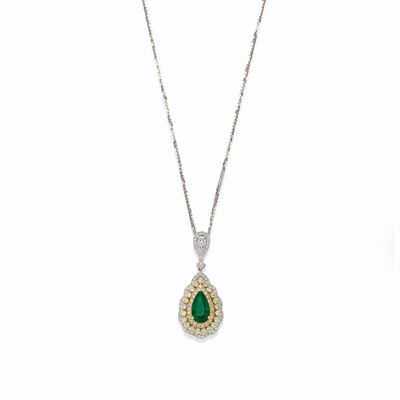 Collana con Smeraldo e Diamanti