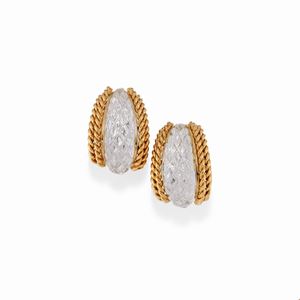 Sabbadini - A 18K yellow gold and rock cristal earrings, Sabbadini